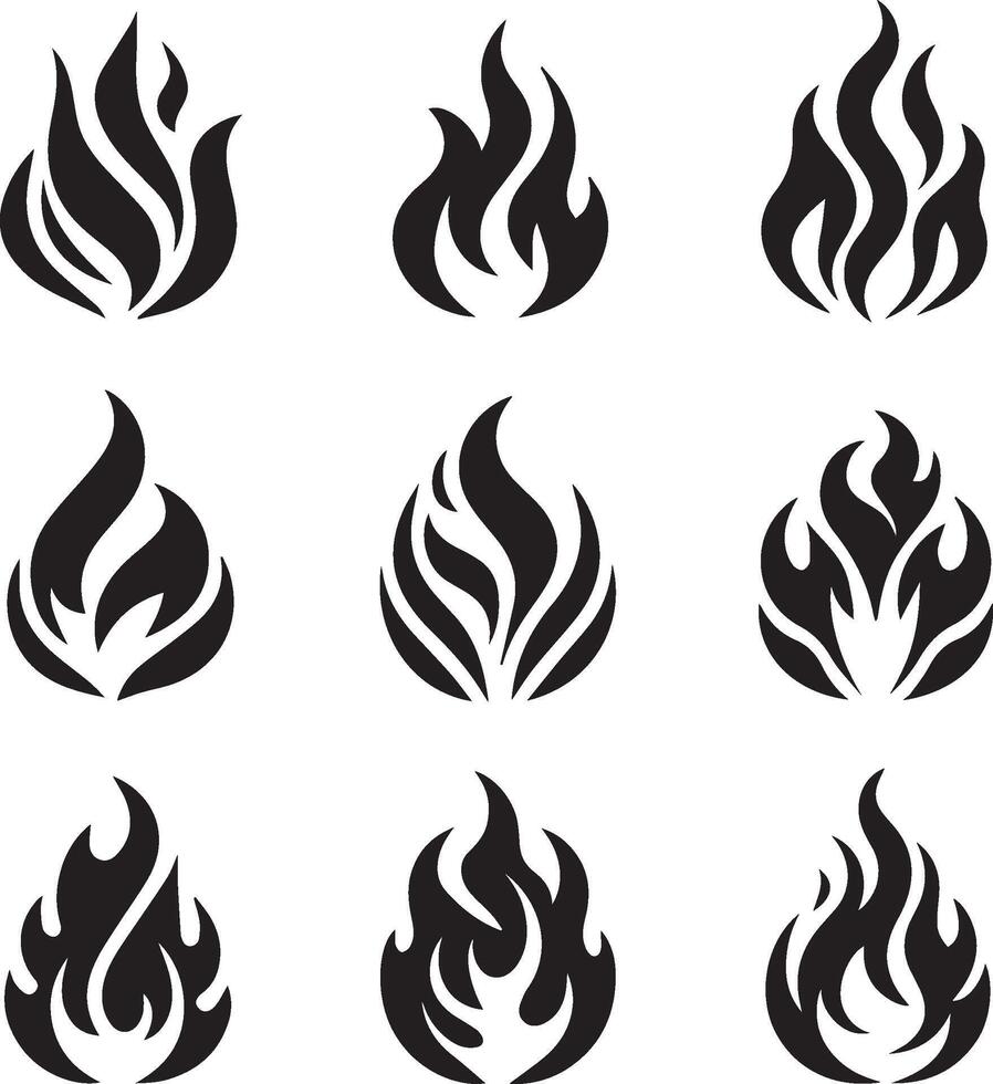 Fire icon sets. Fire flame symbol. Flame icons collection. fireball and flame illustration icon set. vector