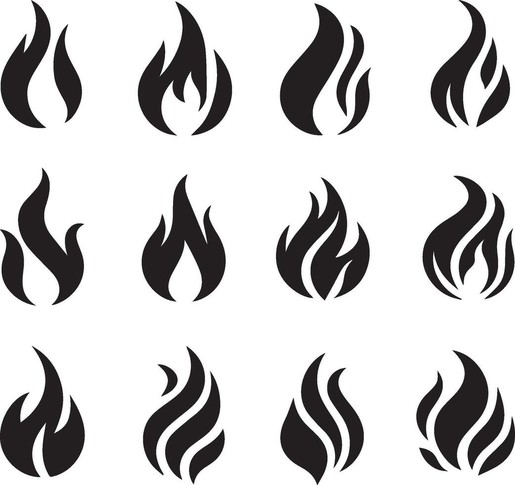 Fire icon set. Fire flame symbol. Flame icon collection. fireball and flame illustration icon set. vector