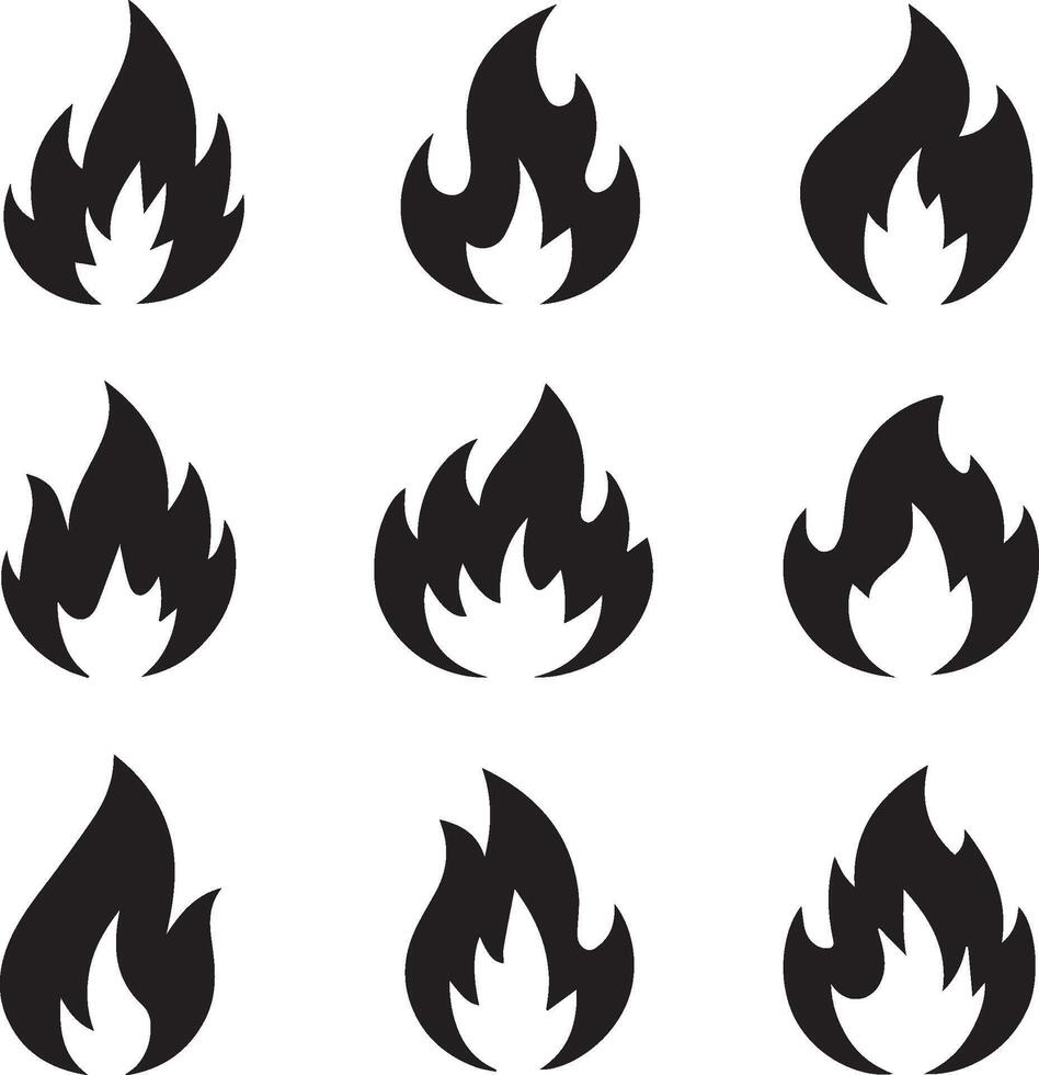 Fire icon set. Fire flame symbol. Flame icon collection. fireball and flame illustration vector