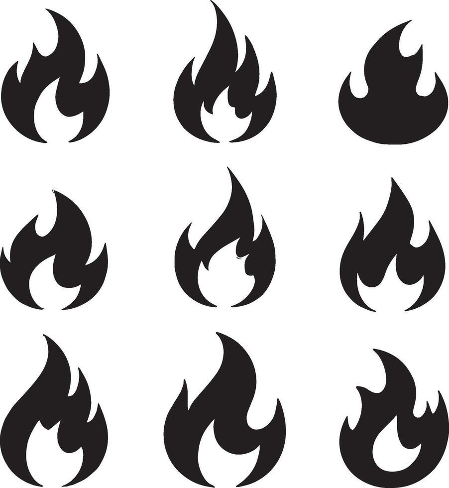 Fire icon sets. Fire flame symbol. Flame icon collection. fireball and flame illustration icon vector