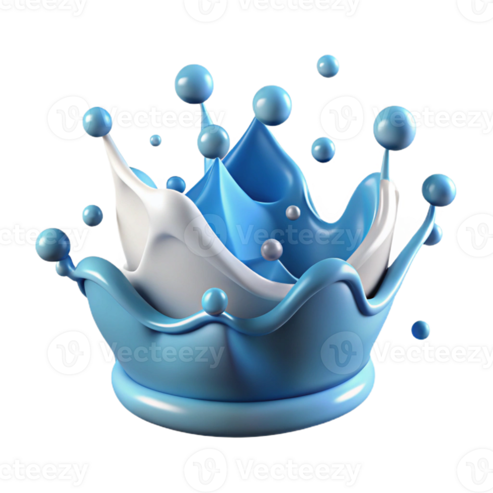 elegant modern Water Splash Crown Shape Liquid Transparent for Logo Design genuine png