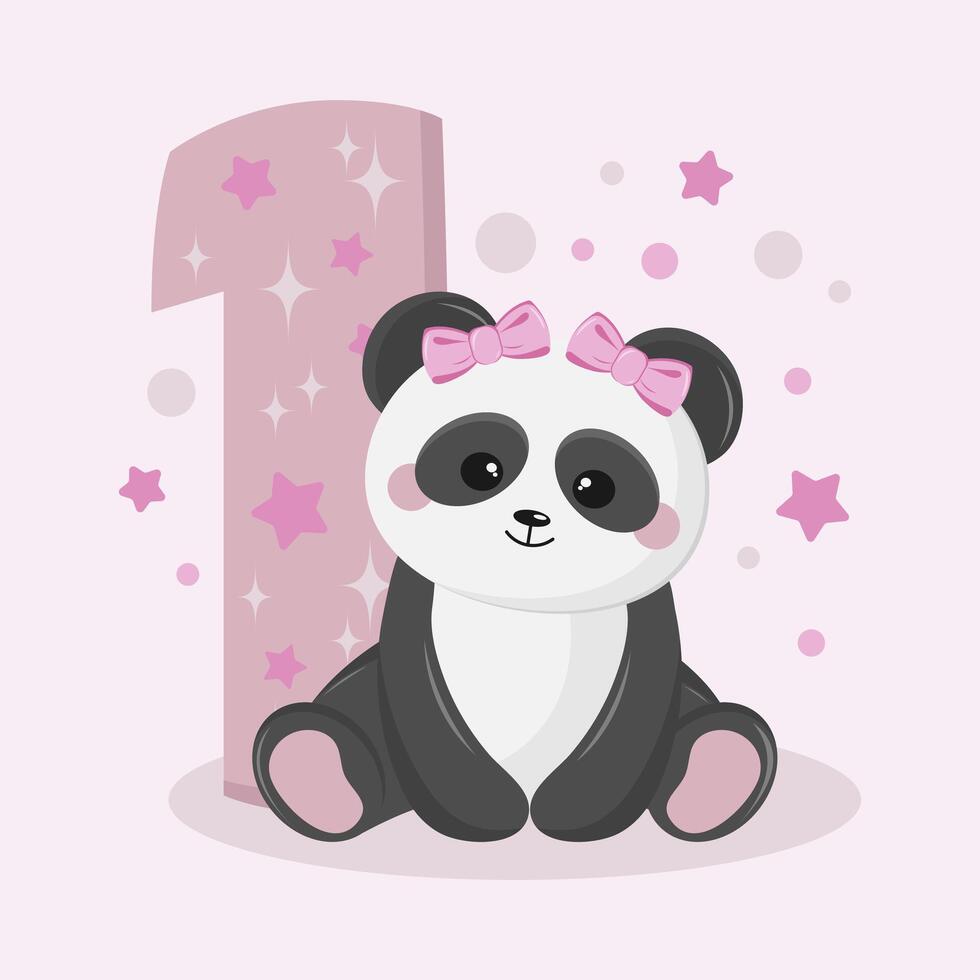 Birthday card for girl 1 year vector