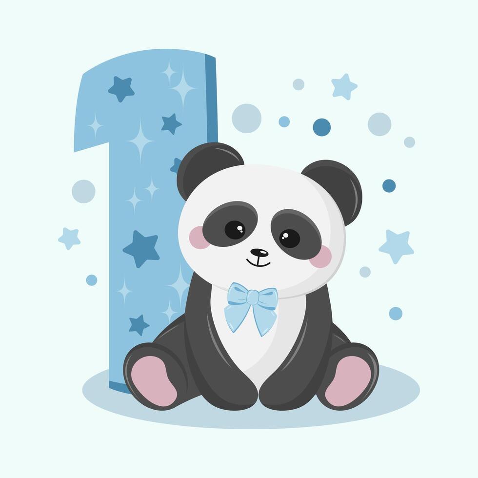 Birthday card for boy 1 year vector