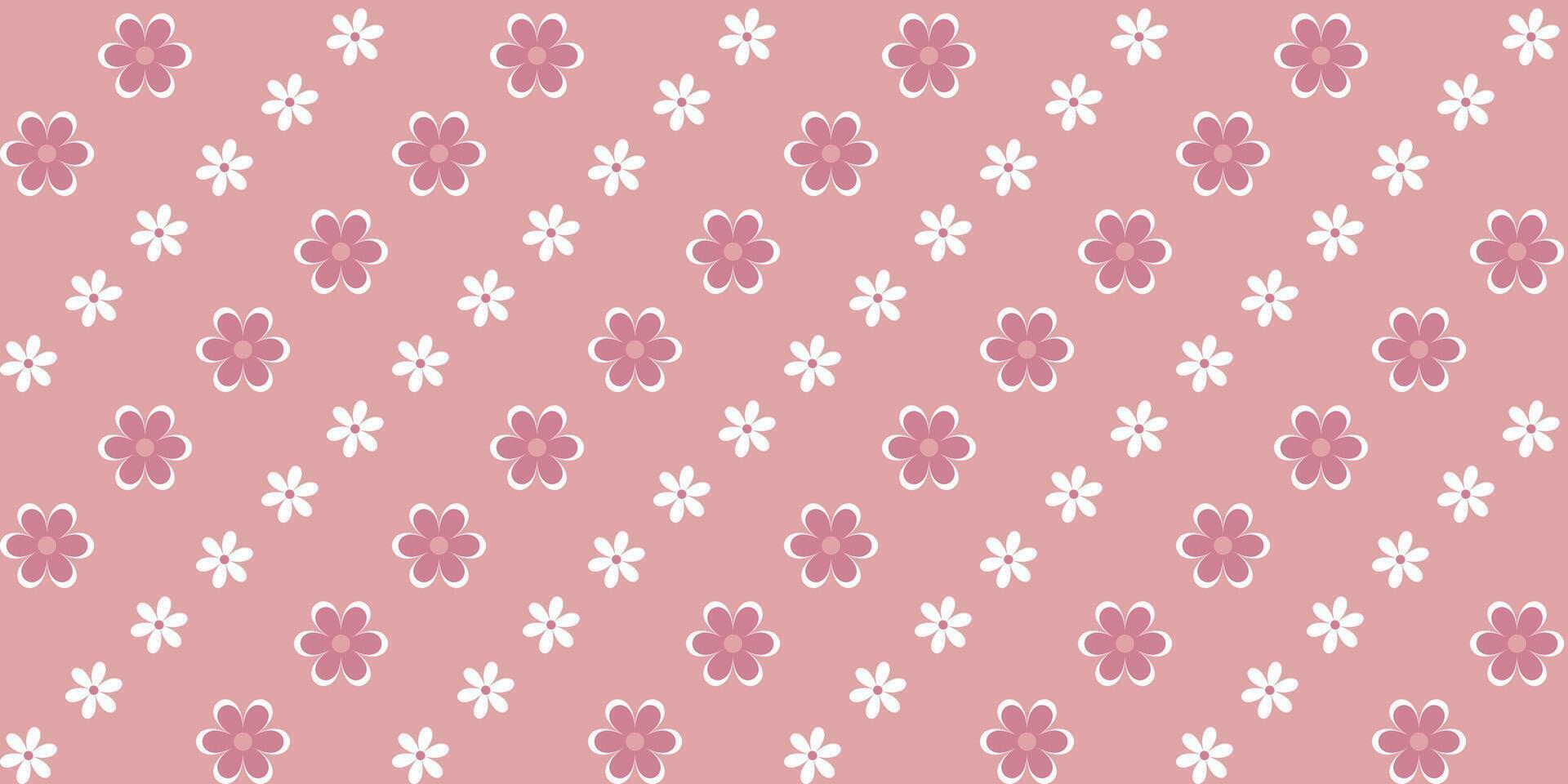 Simple seamless repeating pattern with pink flowers vector