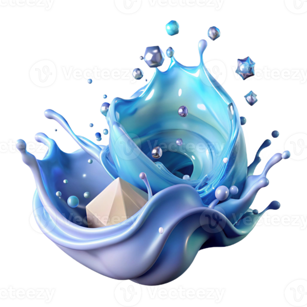 serene artistic Water Splash Texture Overlay Isolated premium png