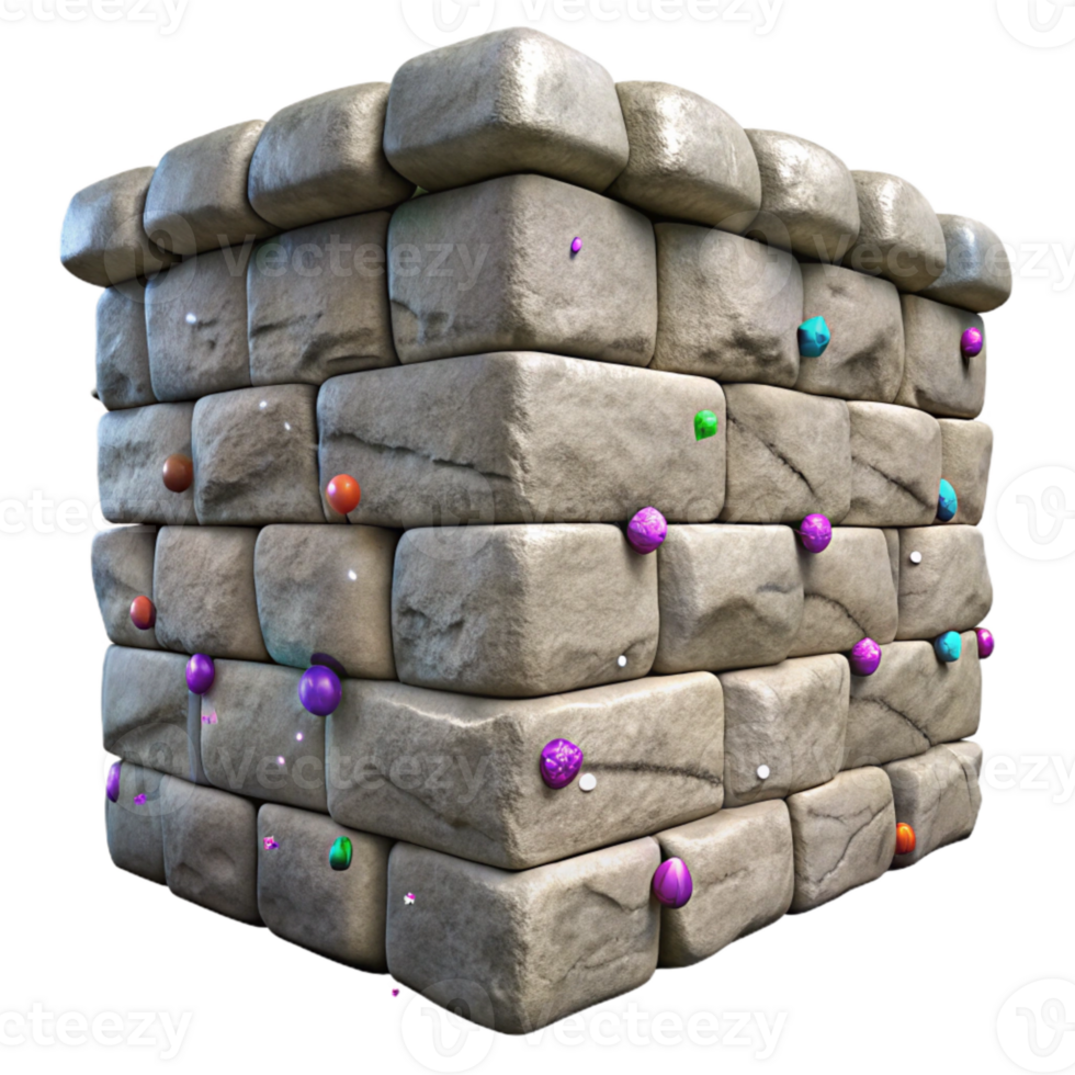 beautiful abstract Weathered Stone Wall Texture Cutout for Architectural Visualization premium png
