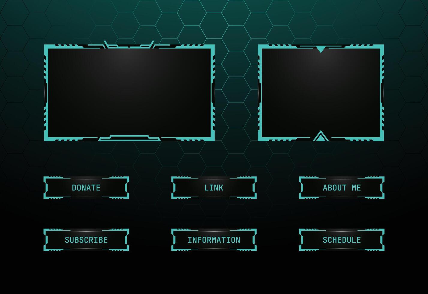 Futuristic Streaming Overlay with Teal Accents for Gamers vector
