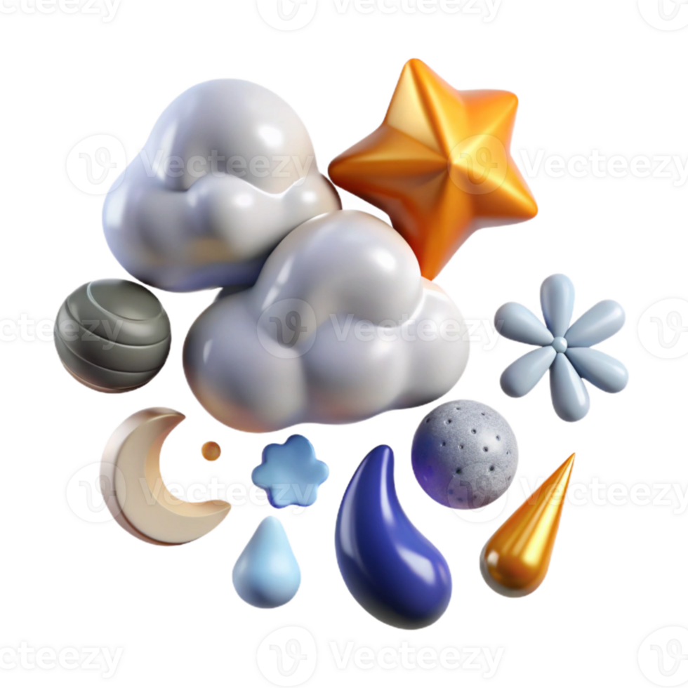 dramatic artistic Weather Symbols Set for Presentations Isolated for Slide Decks original png