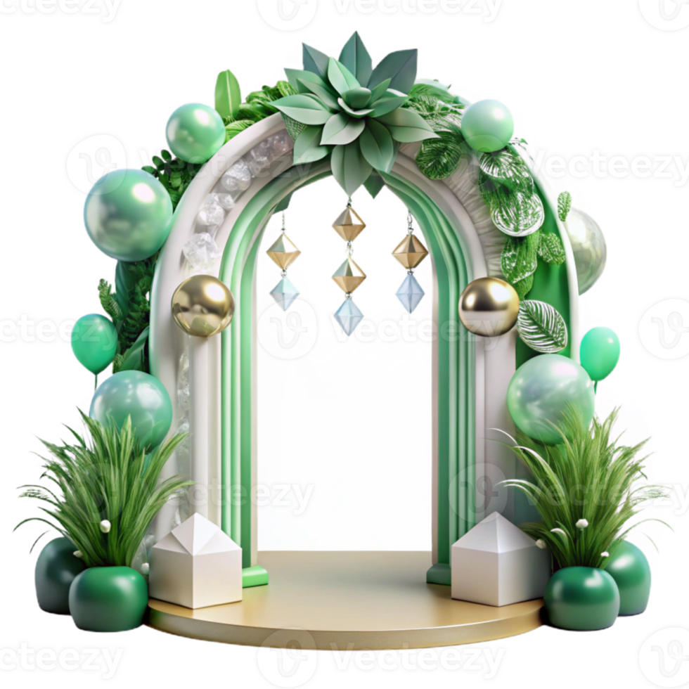 vibrant contemporary Wedding Arch Decorated with Greenery and Flowers Transparent for Outdoor Ceremonies high quality png