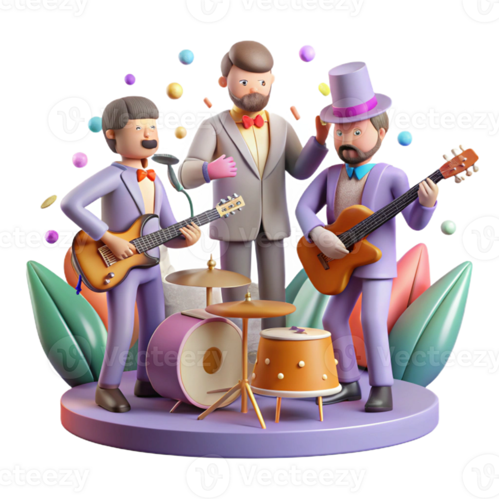 elegant creative Wedding Band Musicians Playing Instruments Isolated Cutout detailed png