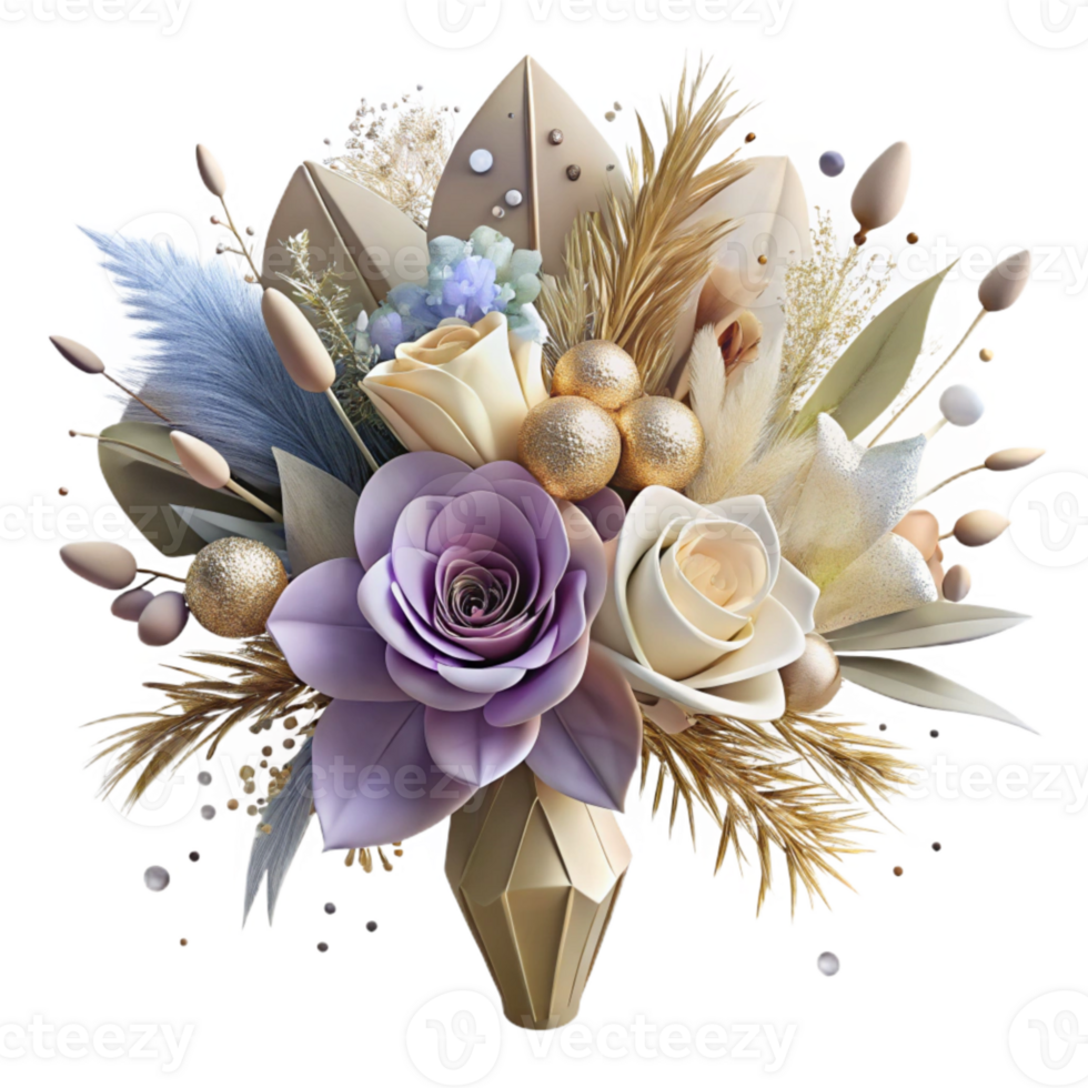 vibrant classic Wedding Bouquet Wildflowers Rustic Style Transparent for Floral Arrangements high quality png