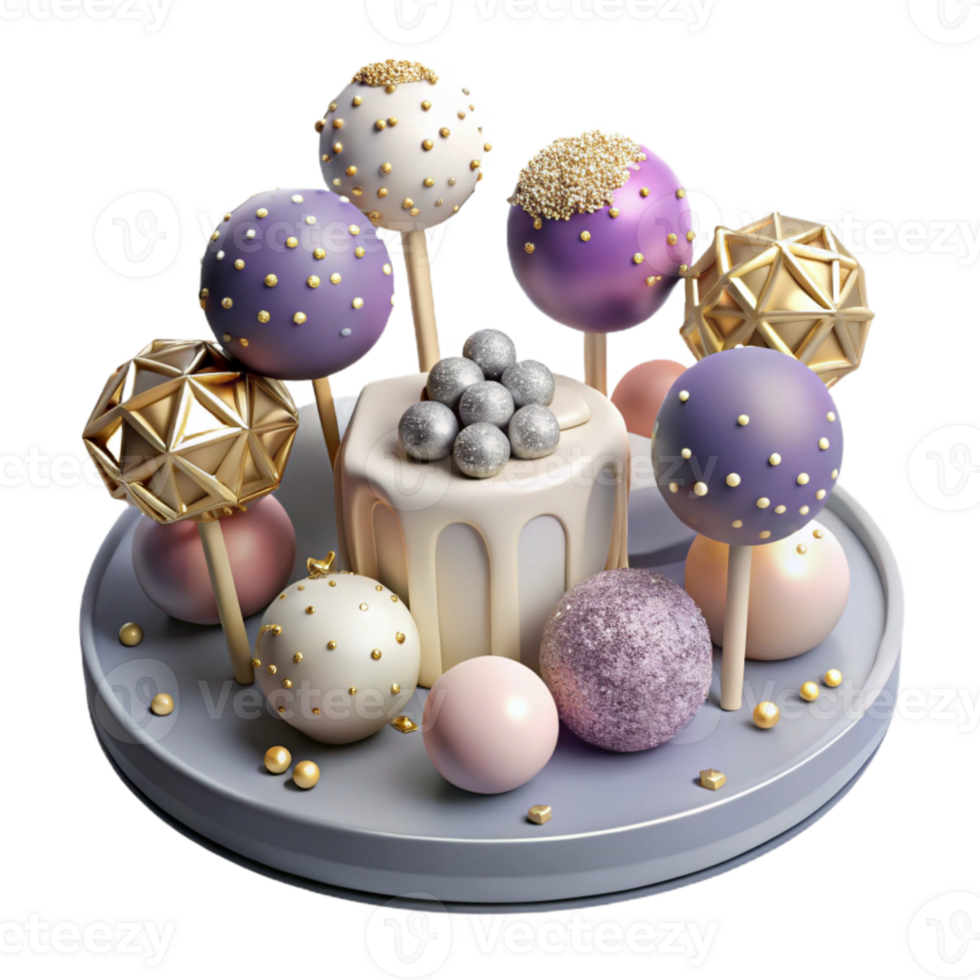 magnificent contemporary Wedding Cake Pops Decorated Treats Isolated Cutout premium png