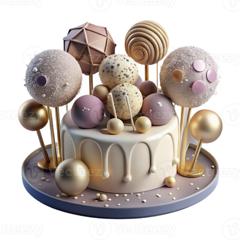magnificent classic Wedding Cake Pops with Decorations Transparent for Dessert Table Ideas detailed png