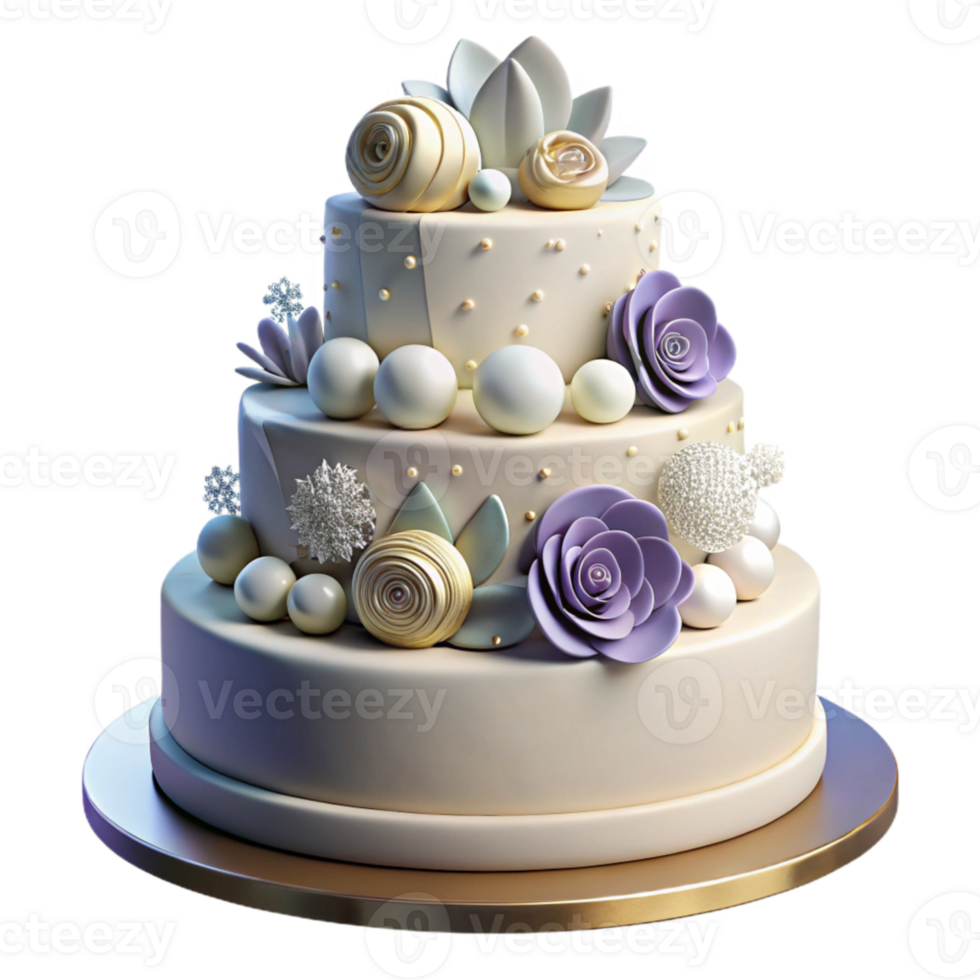 elegant rustic Wedding Cake Tiered White with Flowers Transparent for Bakery Showcase original png