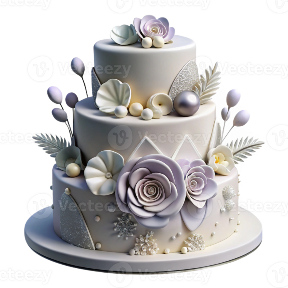 serene vintage Wedding Cake Tiered White with Flowers Transparent for Bakery Showcase detailed png