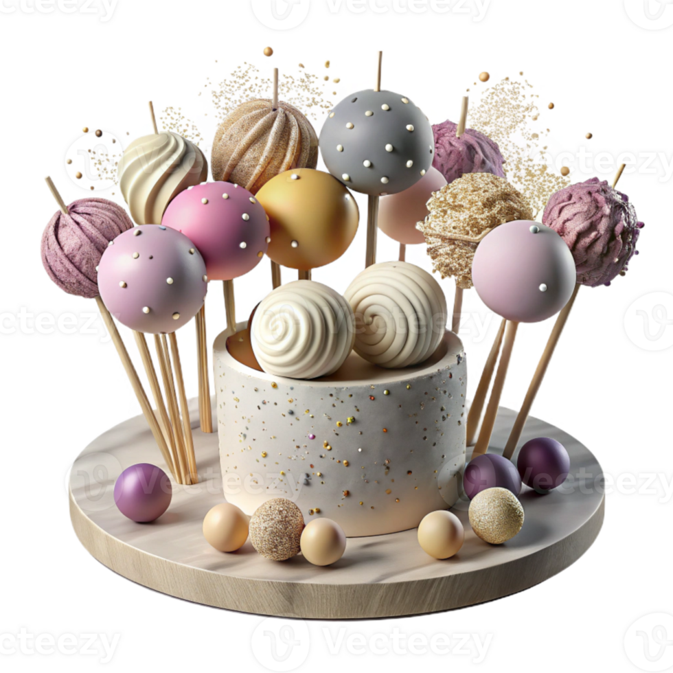 impressive creative Wedding Cake Pops with Decorations Transparent for Dessert Table Ideas original png