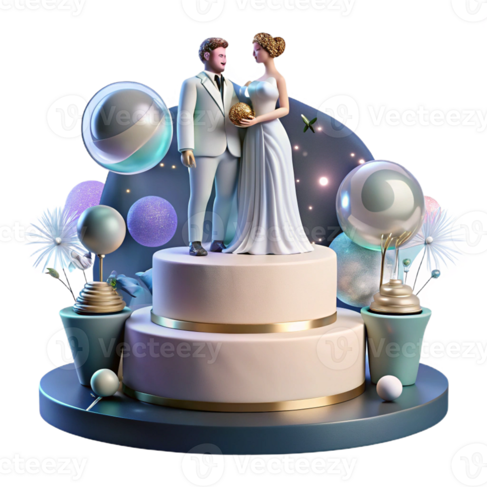 vibrant abstract Wedding Cake Topper Silhouette Couple Isolated Cutout high resolution png