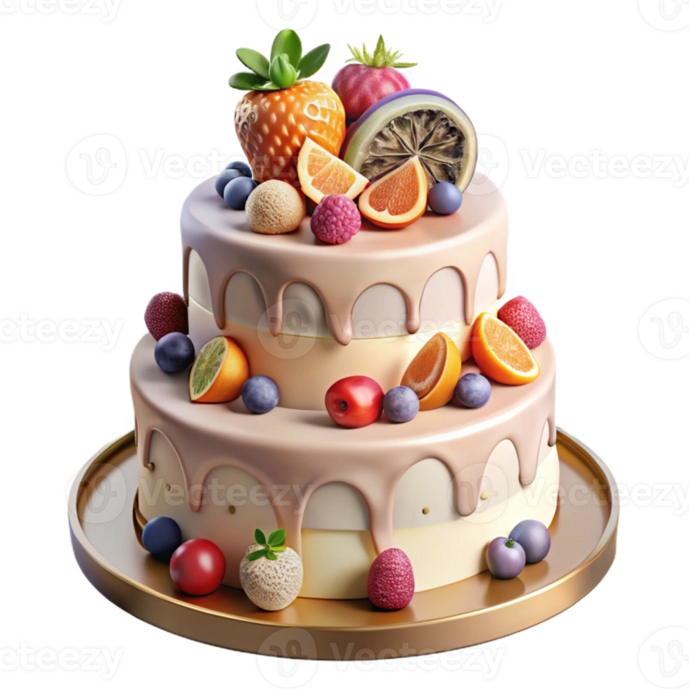 magnificent contemporary Wedding Cake with Fresh Fruit Toppings Transparent for Summer Wedding Ideas png