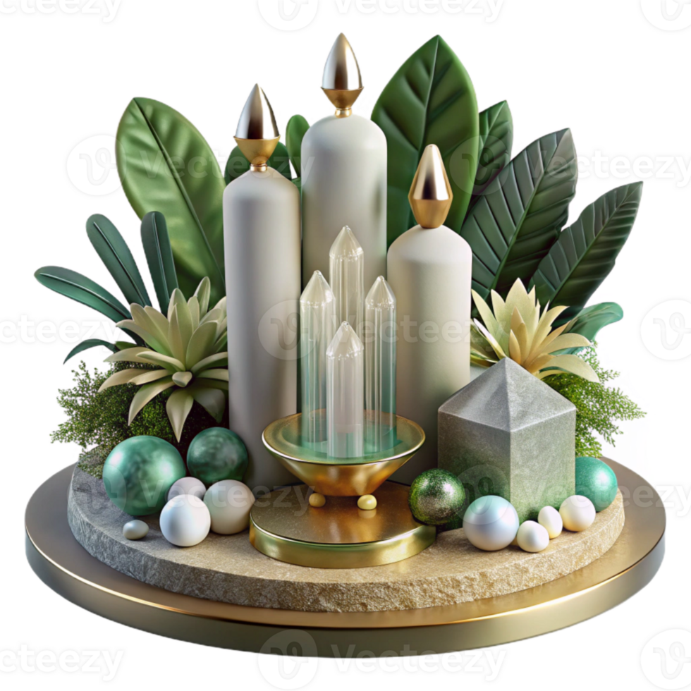 beautiful classic Wedding Centerpiece Greenery and Candles Isolated for Table Decorations high resolution png