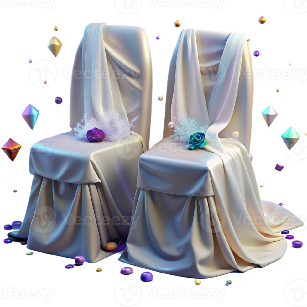 vibrant modern Wedding Chair Covers with Sashes Transparent Background professional png