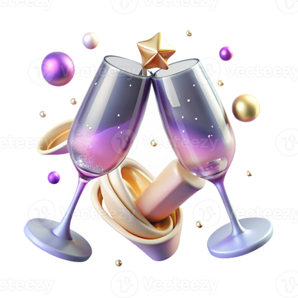 extraordinary minimalist Wedding Champagne Flutes Toasting Isolated for Celebration s detailed png