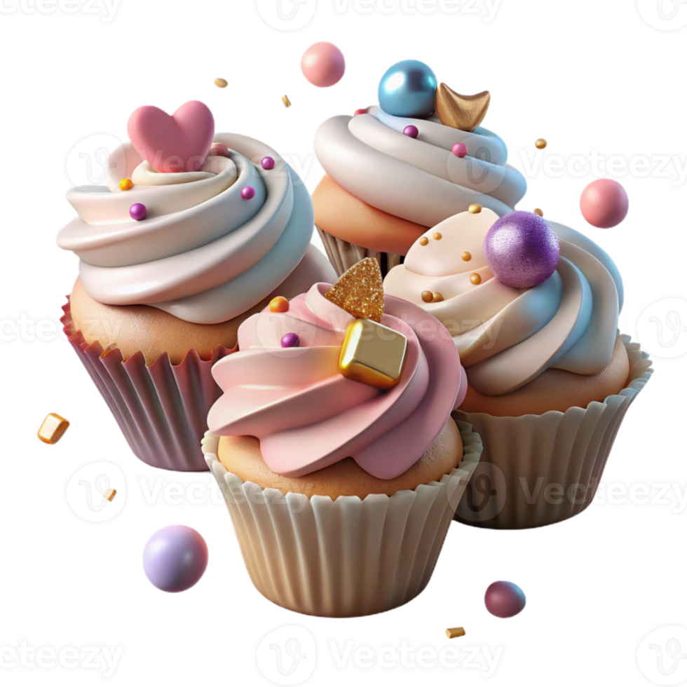 wonderful traditional Wedding Cupcakes with Frosting Cutout for Bakery Promotions authentic png