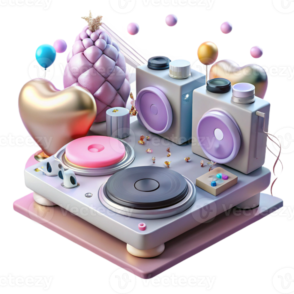 extraordinary rustic Wedding Dj Equipment Turntables and Mixer Isolated for Music Entertainment professional png