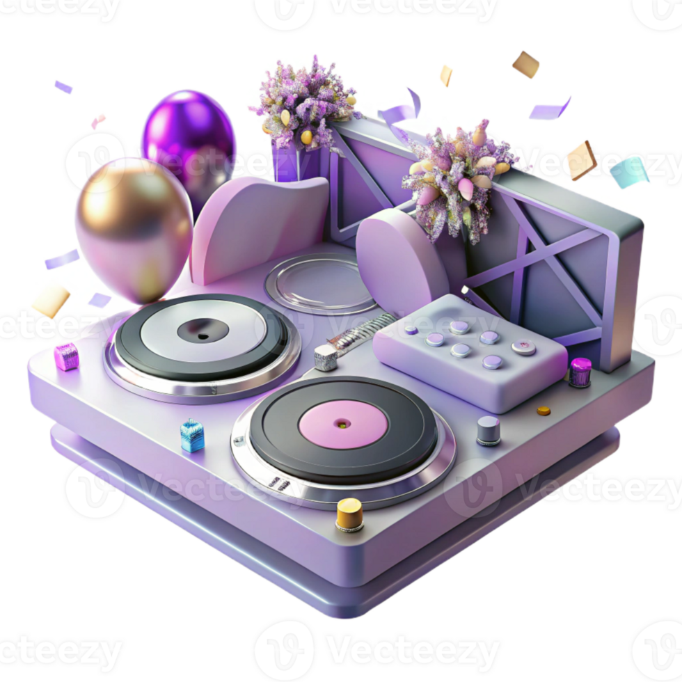 magnificent artistic Wedding Dj Equipment Turntables and Mixer Isolated for Music Entertainment authentic png