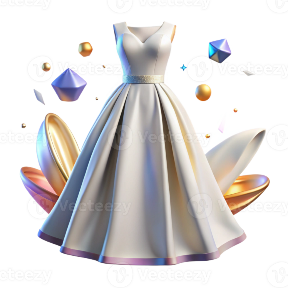 impressive minimalist Wedding Dress Gown Illustration Isolated for Bridal Websites high resolution png