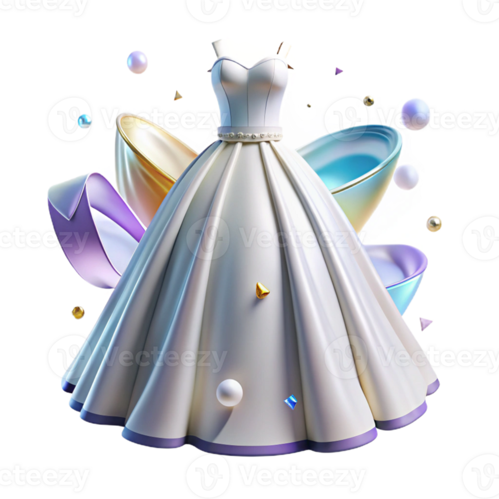 serene creative Wedding Dress Gown Illustration Isolated for Bridal Websites genuine png