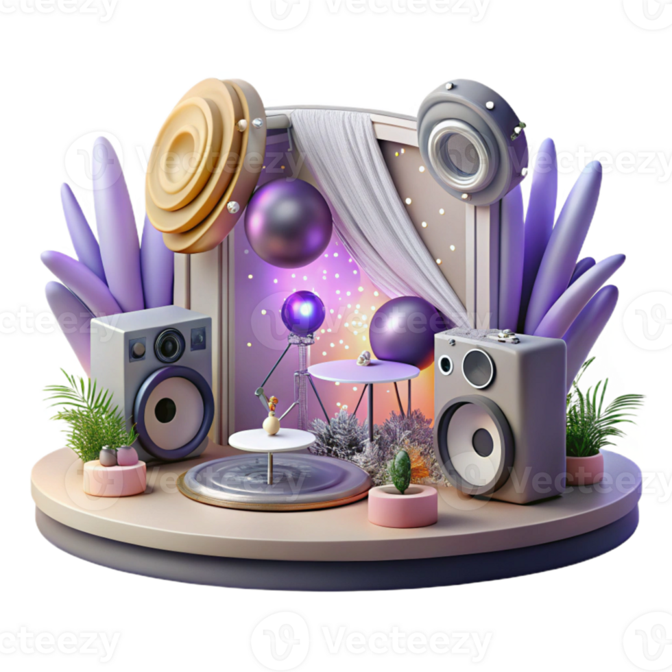 serene modern Wedding Dj Music Setup Isolated for Entertainment Services high resolution png