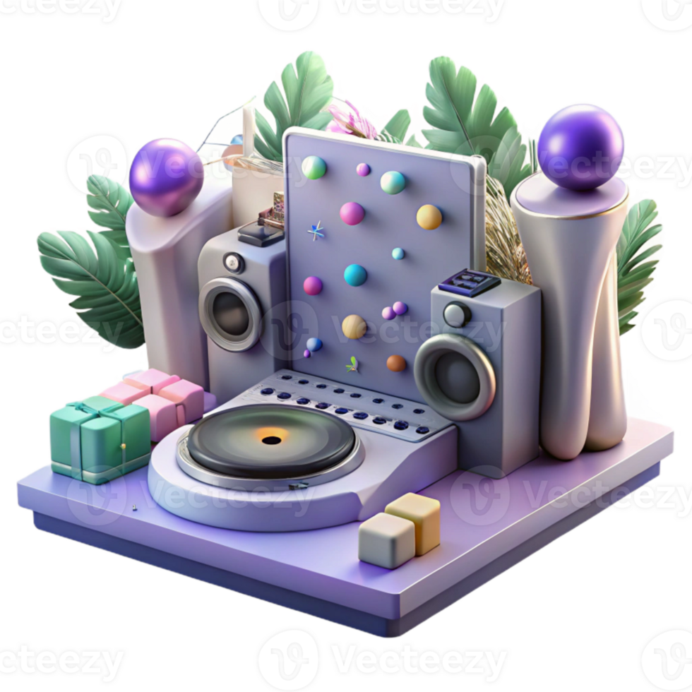 stunning rustic Wedding Dj Music Setup Isolated for Entertainment Services detailed png