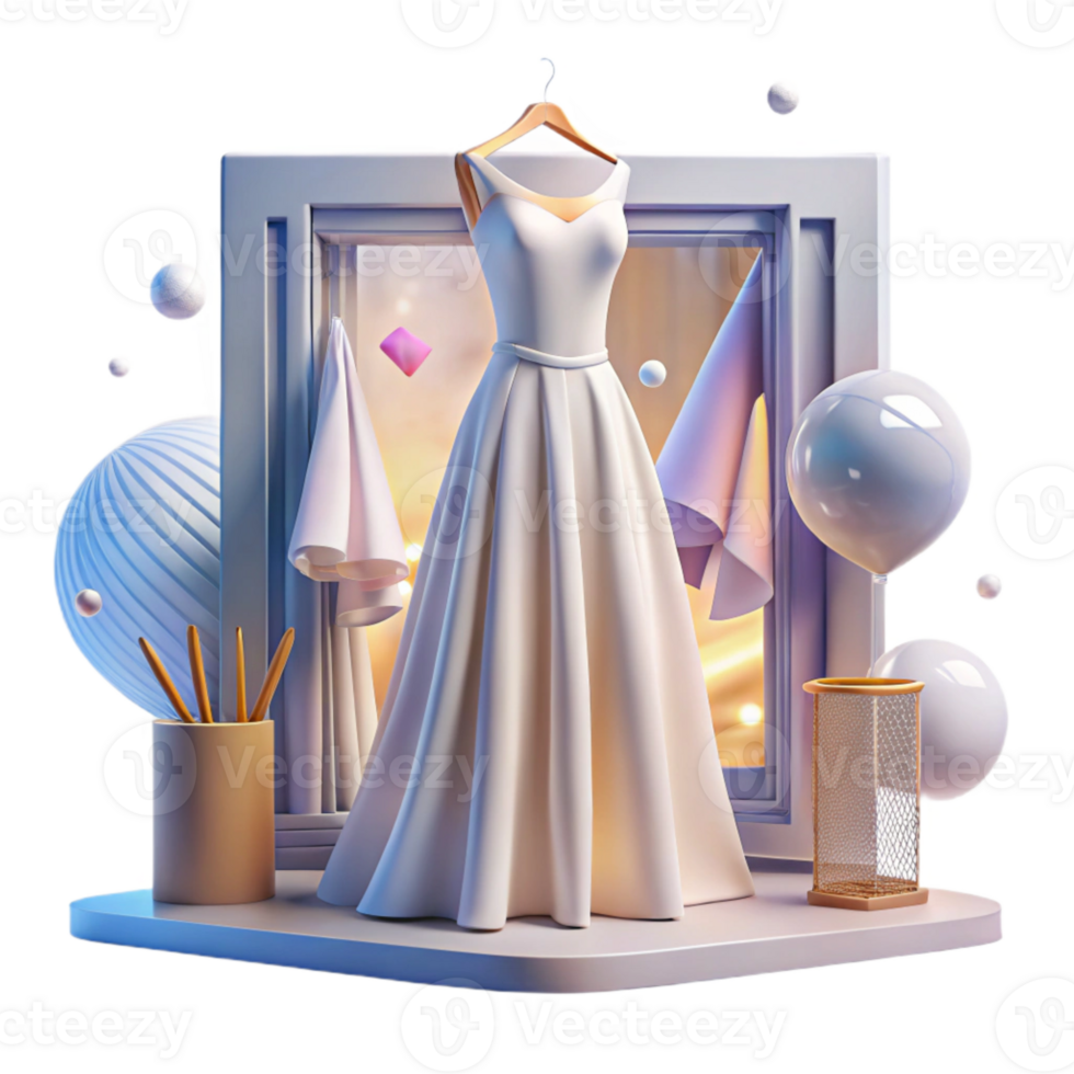extraordinary creative Wedding Dress Hanging in Window with Natural Light Transparent for Bridal Fashion Photography high resolution png