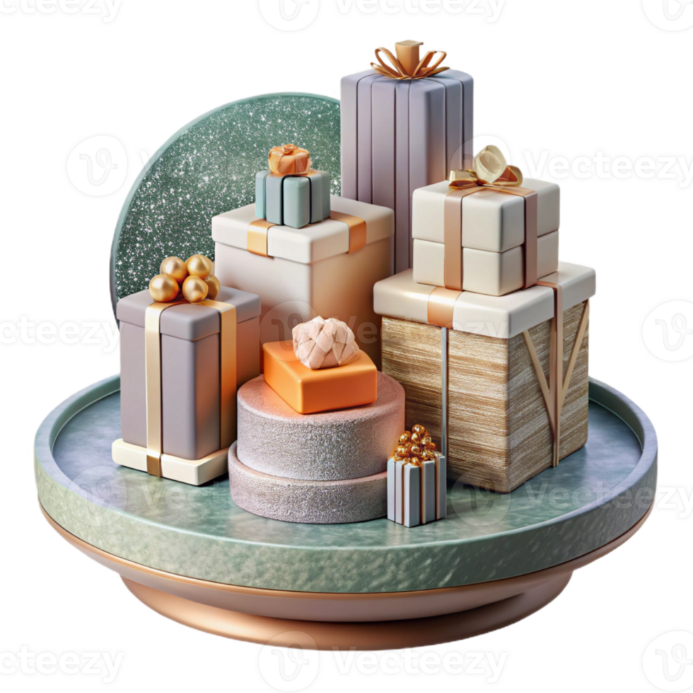 beautiful classic Wedding Gift Table with Stacked Presents Isolated for Event Decor Inspiration high quality png