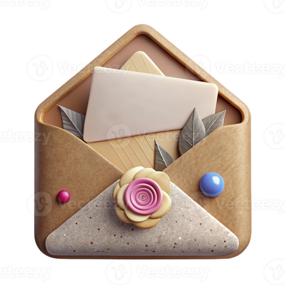 serene abstract Wedding Invitation Envelope with Wax Seal Cutout for Stationery detailed png