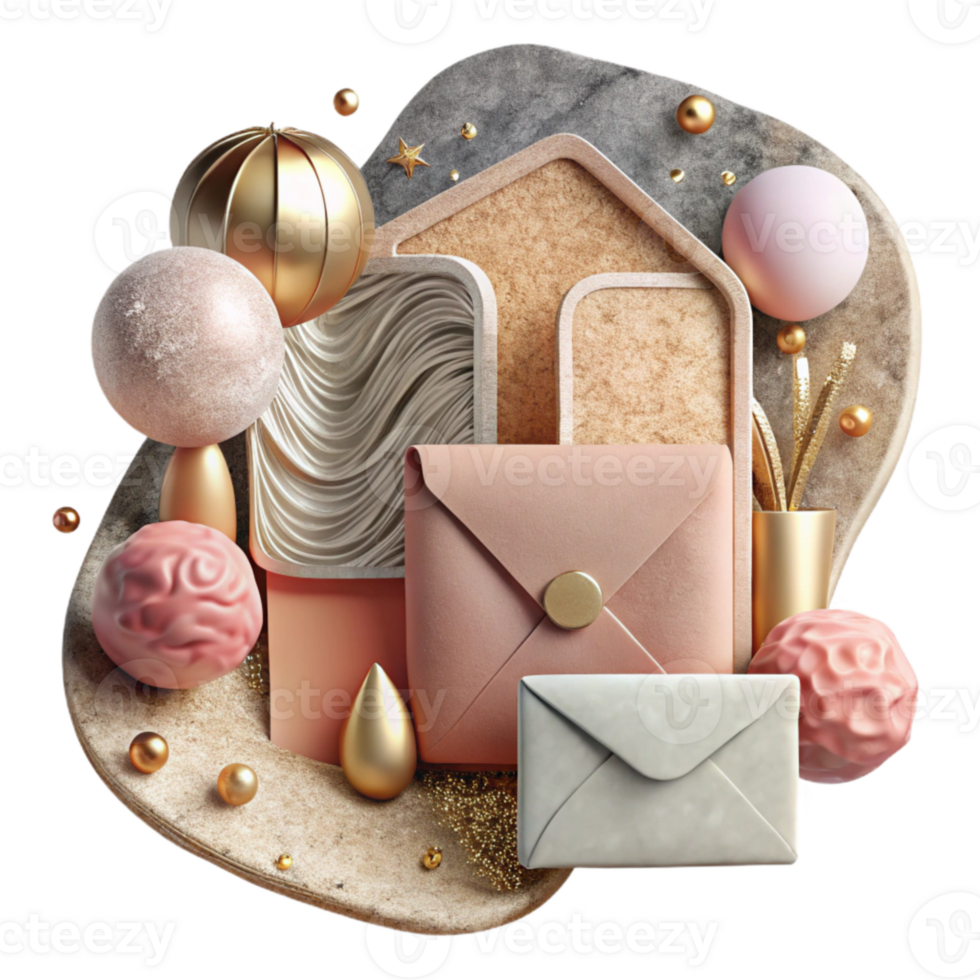 wonderful creative Wedding Invitation Suite with Rsvp Card and Envelope Cutout for Stationery Design premium png