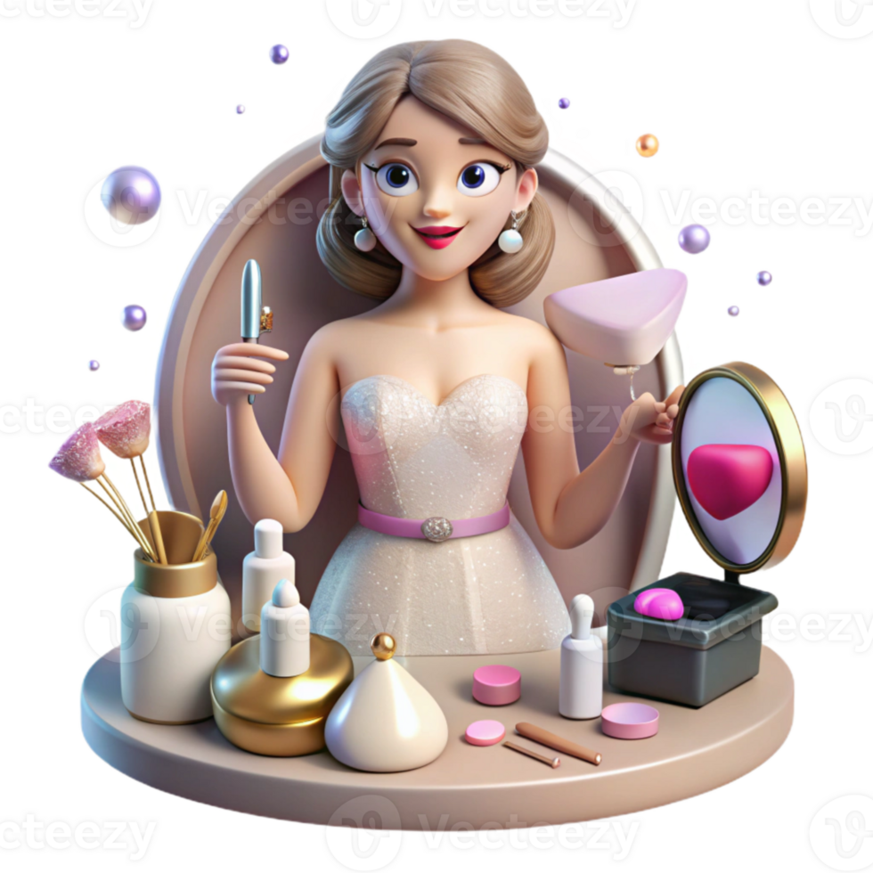 beautiful modern Wedding Makeup Bride Getting Ready Isolated for Beauty Blog Content detailed png