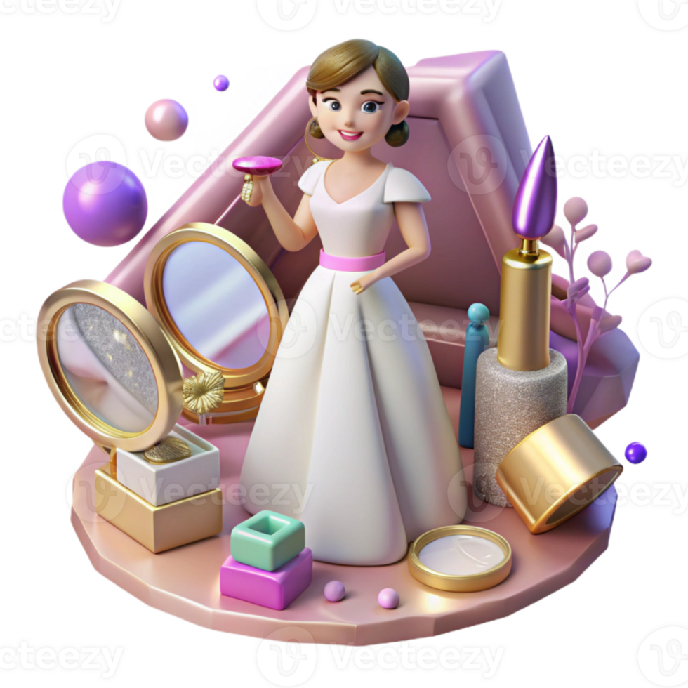 impressive traditional Wedding Makeup Bride Getting Ready Isolated for Beauty Blog Content premium png