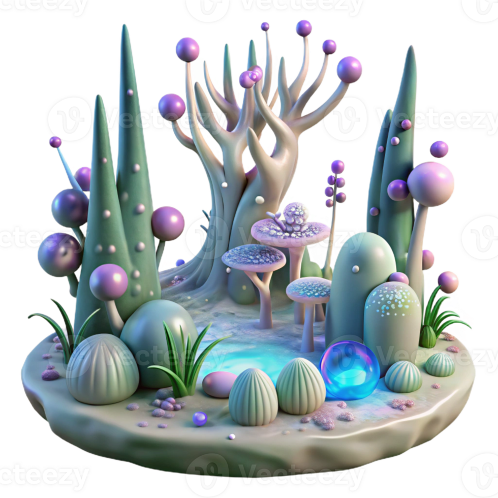 beautiful rustic Alien Swamp with Strange Trees Transparent Background for Fantasy Illustrations detailed png