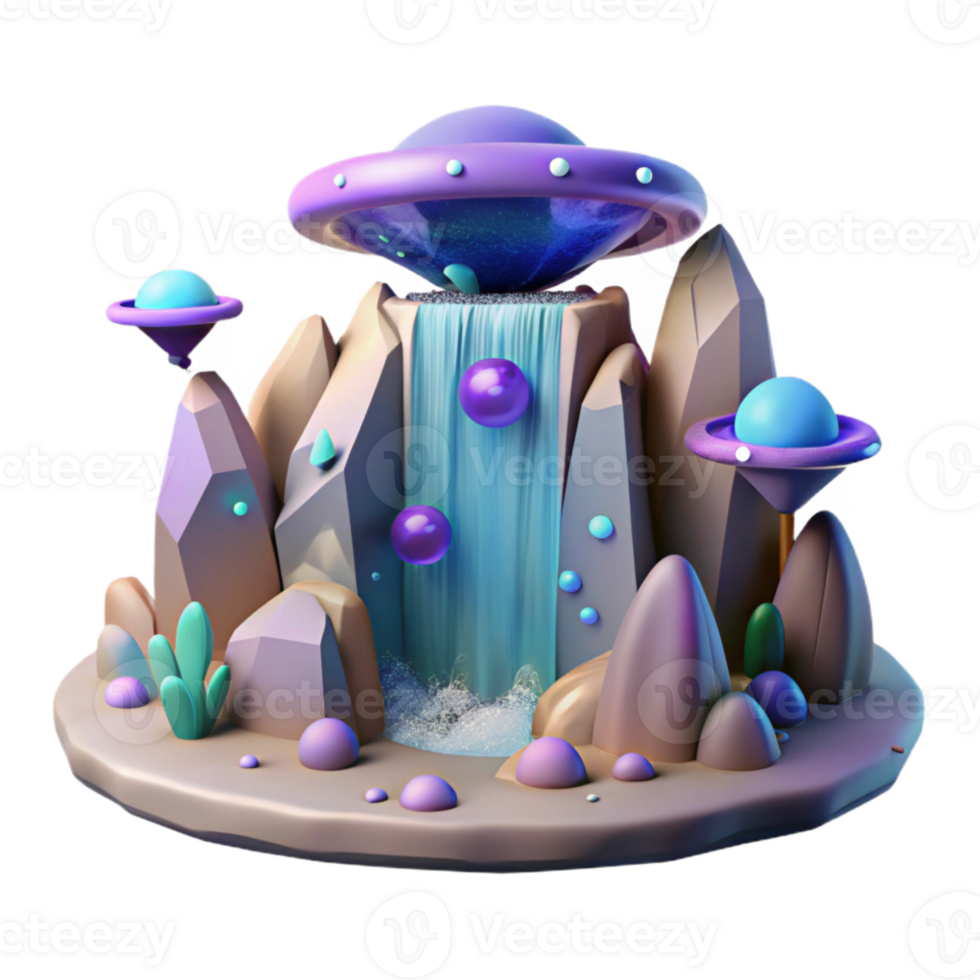 vibrant creative Alien Waterfall Cutout for Game Backgrounds professional png