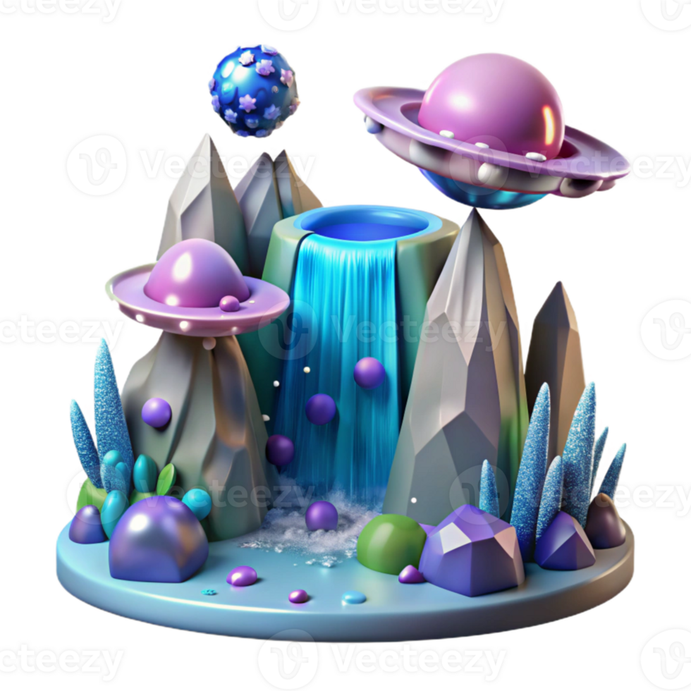 dramatic artistic Alien Waterfall Cutout for Game Backgrounds authentic png