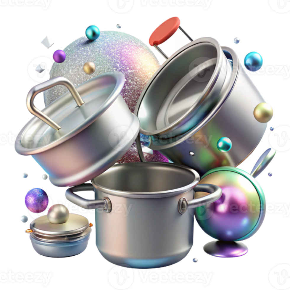 impressive contemporary Aluminum Cookware Texture Transparent for Kitchen Design premium png