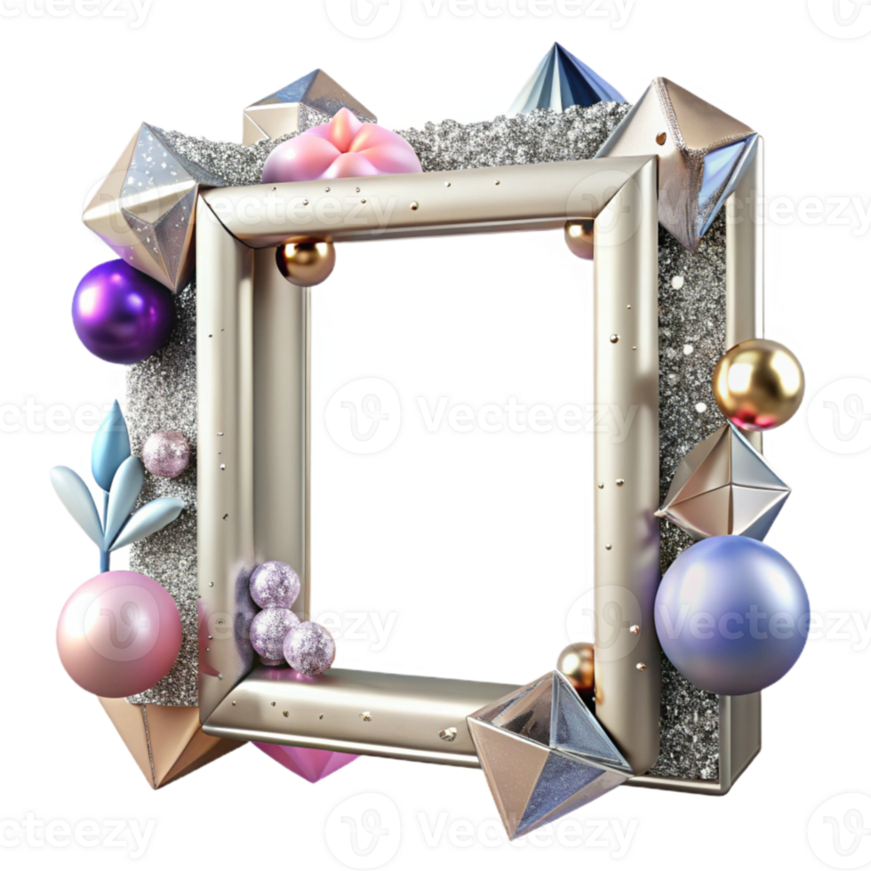 vibrant vintage Aluminum Frame Border Isolated for Web Design detailed png