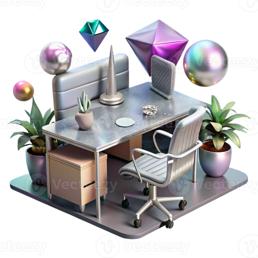 wonderful classic Aluminum Office Furniture Isolated for Interior Visualization premium png