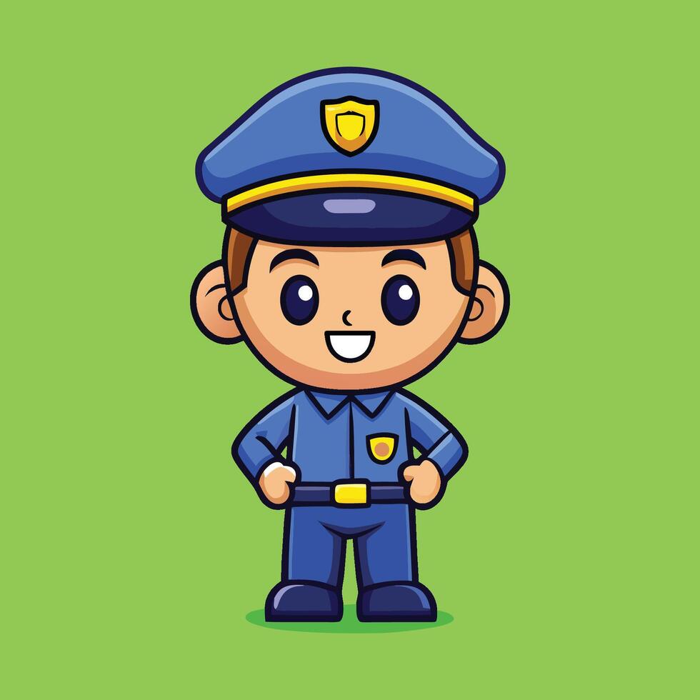 Cartoon Police Officer Smiling in Uniform vector