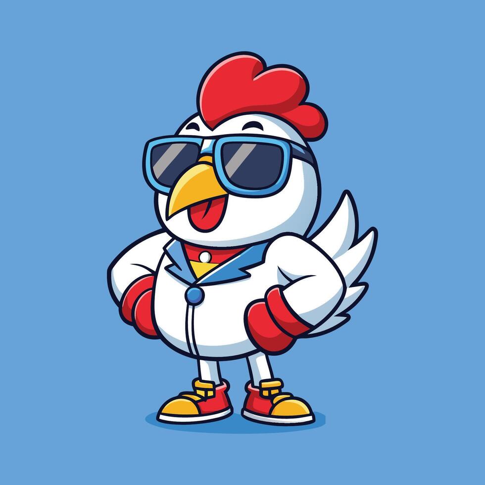 Cool Cartoon Rooster Wearing Sunglasses vector