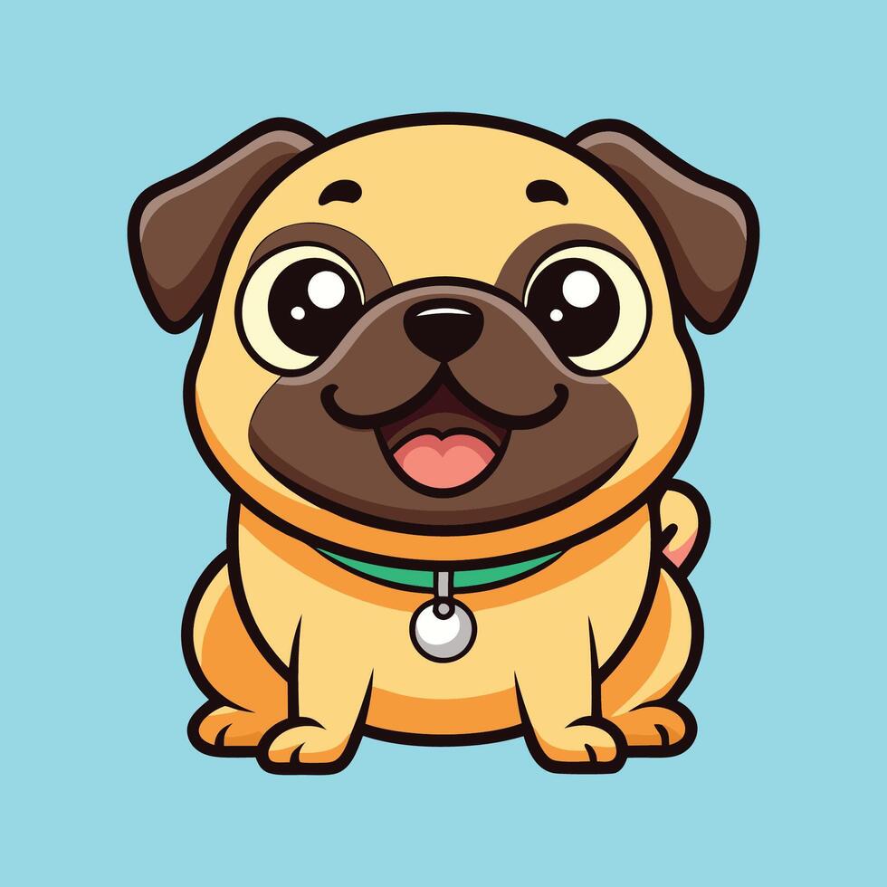Cute Pug Dog with Big Eyes vector
