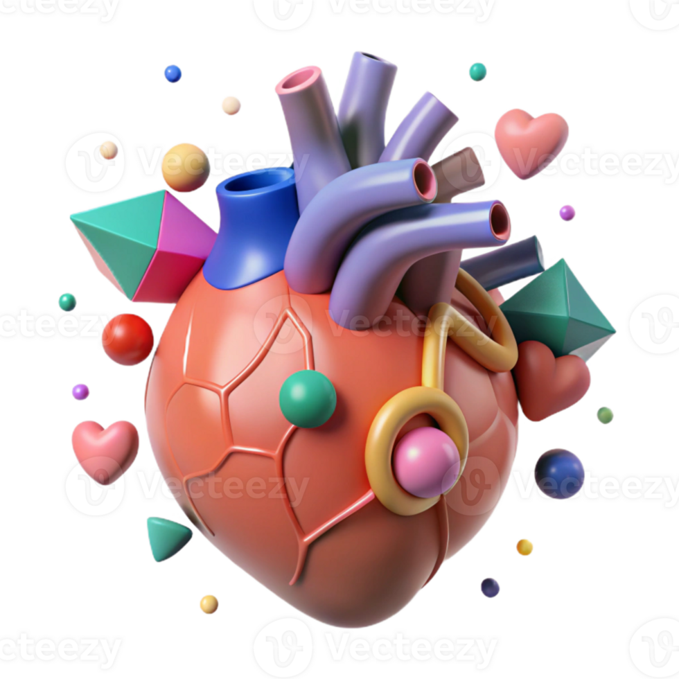 dramatic abstract Anatomical Heart Human Organ Isolated for Educational Resources authentic png