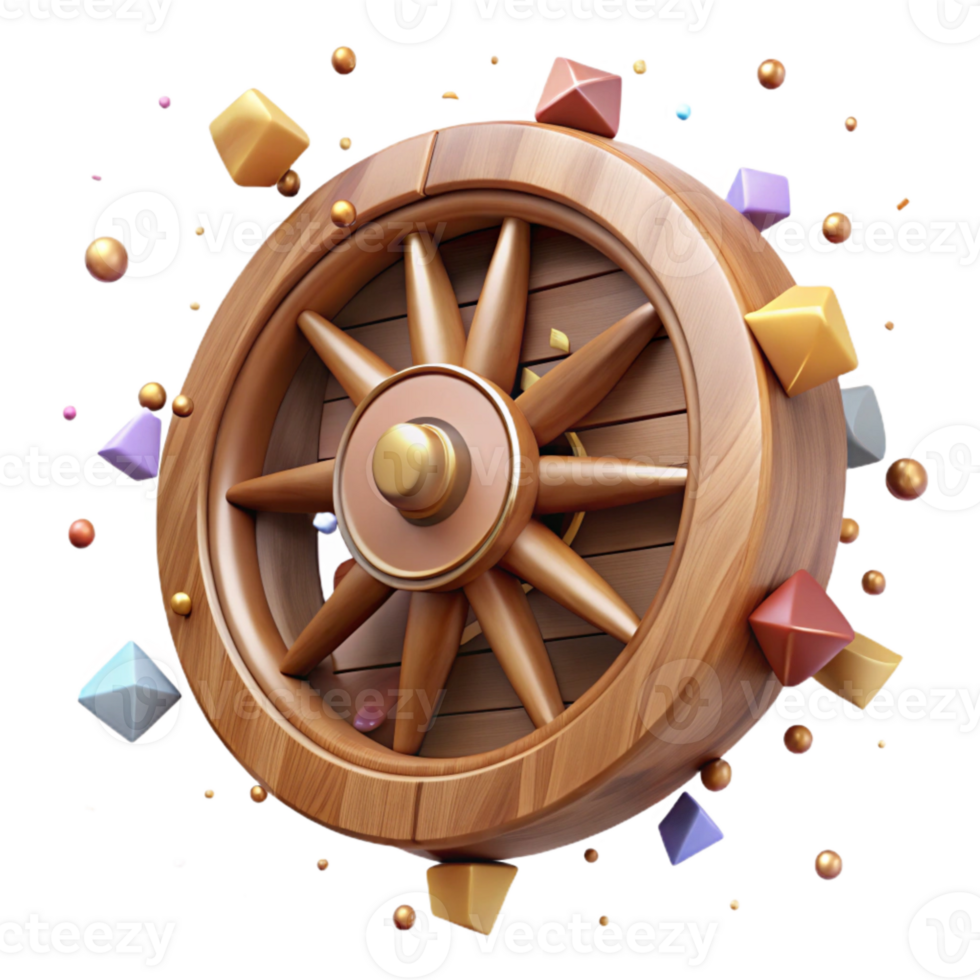 wonderful vintage Ancient Chariot Wheel Wooden Detail Cutout for Historical Illustrations authentic png