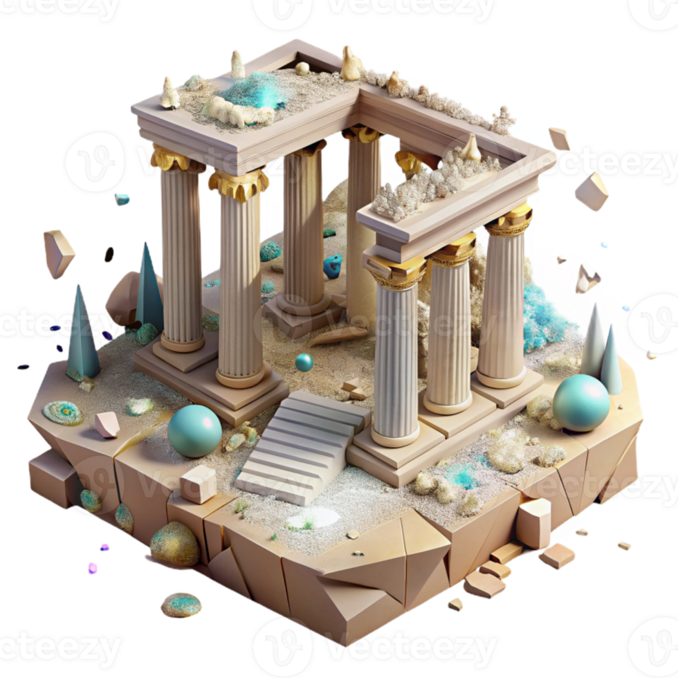 beautiful classic Ancient Ruins Aerial View Cutout for Archaeological Surveys premium png